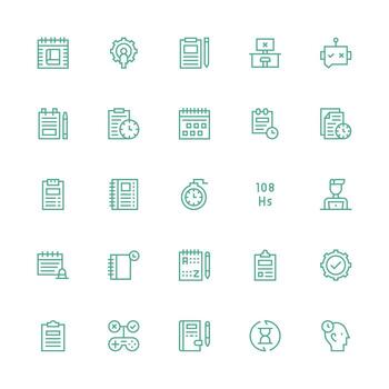 tarea presentando 25 íconos en medio carrera contorno diseño equilibrado icono conjunto para funcional diseño vector