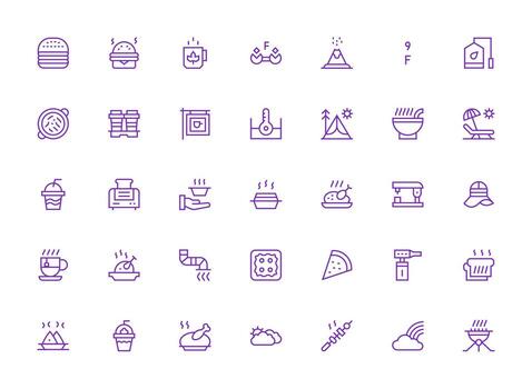 Hot Icon Set with 35 Regular Clean Line Graphics Reusable Icon Set vector