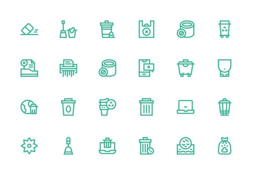 Trash Icon Collection with 24 Thick Line Line Designs UI-Ready Icon Collection vector