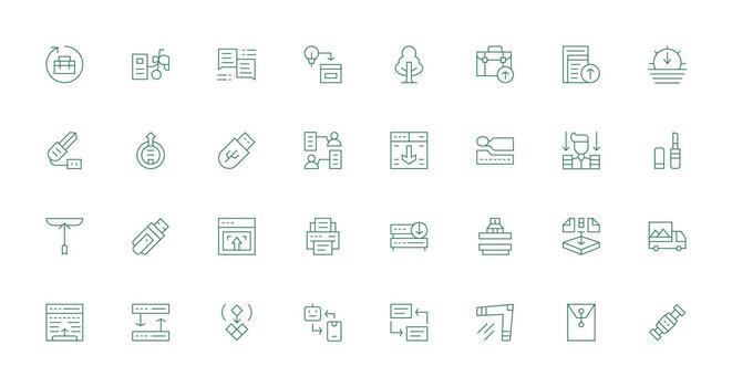File Transfer Set with 32 Thin Line Icons Icon Pack for UI vector