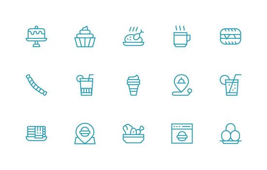 Cafe featuring 15 Icons in Regular Line Design Line Icon Collection vector