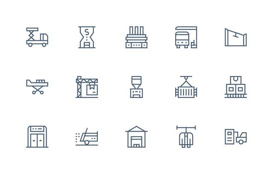 Regular Line Style Unloading Icons with 15 Vectors Design Icon Pack