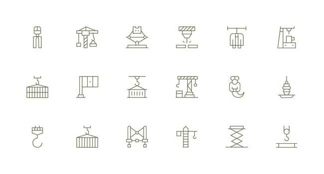 Hoist including 18 Minimal Line Illustrations Clean Icon Collection for Web Use vector