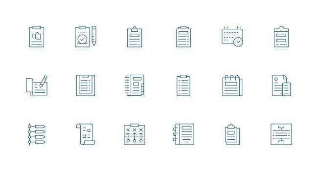 Lista de Verificación conjunto con 18 mínimo línea íconos listo para la interfaz de usuario icono colección vector