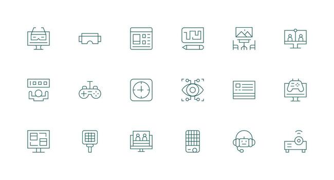 Interactive including 18 Minimal Line Illustrations Web Icon Collection vector