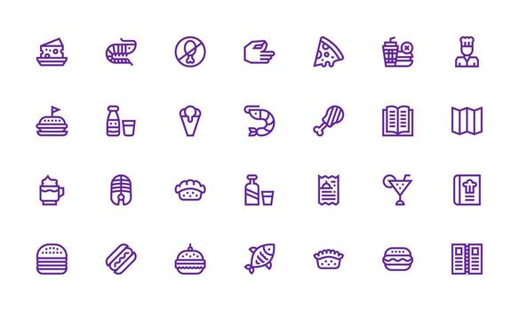 28 menú íconos en negrita línea estético completamente editable icono conjunto para web vector