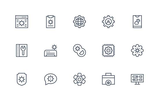 Customization Set with 15 Regular Line Icons Style Icon Set vector