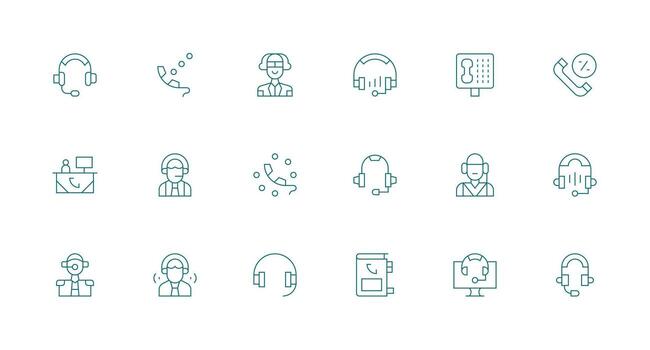 Call Center Icon Set with 18 Minimal Line Graphics Digital Product Icons for Fast Delivery vector