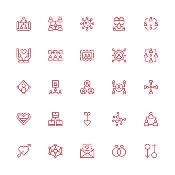 25 Medium Stroke Outline Vectors for Relationship Theme Quick Access Icons for UI Development