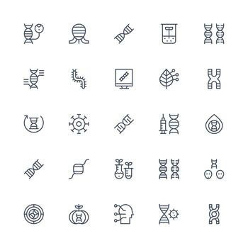 25 Medium Stroke Outline Designs for Biotechnology Icons Clean Icon Set Icon Pack for UI Projects vector