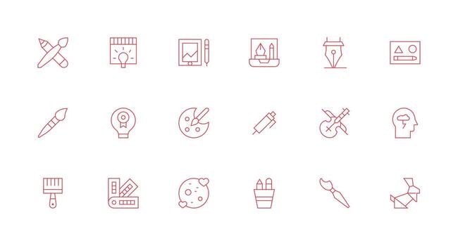 Creative Set with 18 Minimal Line Icons Pixel Perfect Icons for Modern Apps vector