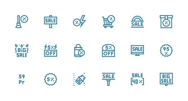 18 Strong Stroke Line Vectors for Clearance Theme Minimal Icon Set for Interface Projects