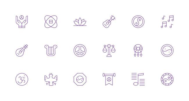 Harmony Set with 18 Minimal Line Icons Style Icon Set vector