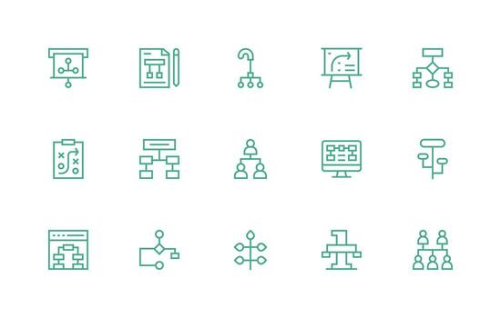 15 Regular Line Icons for Flowchart Graphics Interface Icons for Daily Use vector
