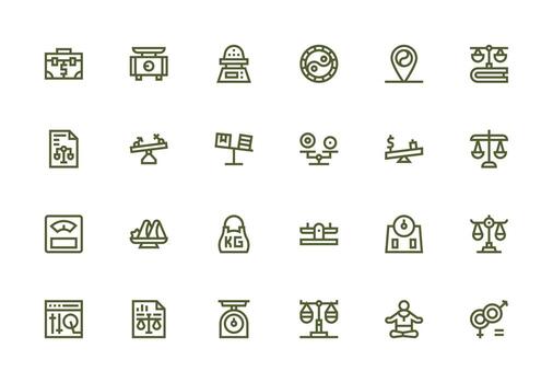 Thick Line Line Style Balance Icons with 24 Vectors Multi-Style Icons for Creative Projects