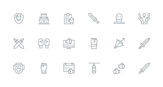 Fight Icon Set with 18 Minimal Line Graphics Modern Icon Set vector
