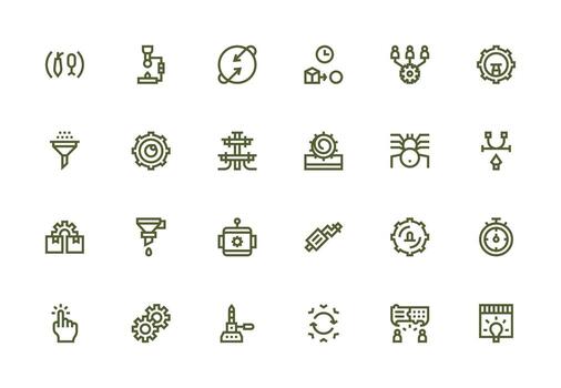 Process Design Icons featuring 24 in Thick Line Line Style UI-Ready Icon Collection vector