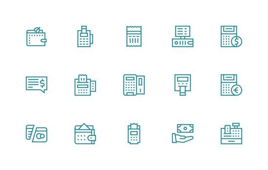 Electronic Payment including 15 Regular Line Illustrations Flexible Icon System for Web Interfaces vector