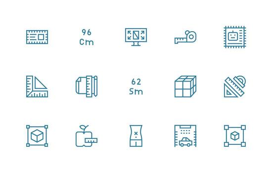 15 Regular Line Designs for Dimensions Icons Modern Icon Set vector