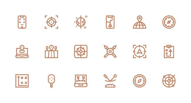 fuerte carrera línea íconos desde posicionamiento conjunto con 18 vectores usuario interfaz íconos para digital productos