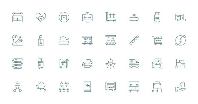 Moving Icon Set with 32 Thin Line Graphics Modern Icon Set vector