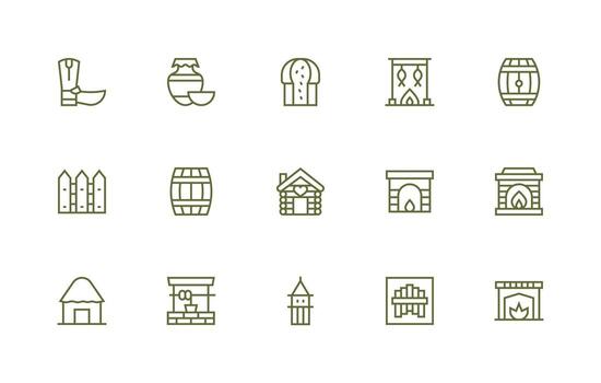 15 Regular Line Vectors for Rustic Theme High-Quality Icon Pack