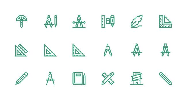 18 Icons for Drafting in Strong Stroke Line Format Organized Pack for Project Assets vector