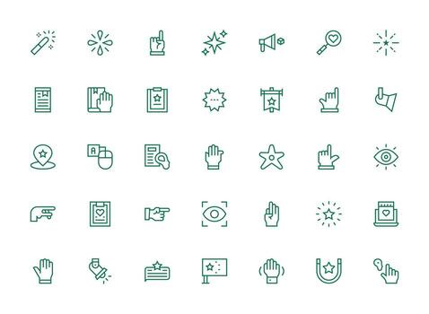 realce icono conjunto con 35 regular limpiar línea gráficos esencial icono colección vector