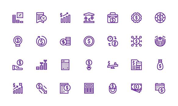 Profit Icon Set with 28 Bold Line Graphics Scalable Icons for All Themes vector