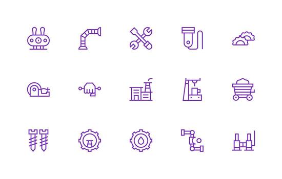 Regular Line Icons from Machinery Set with 15 Vectors Essential Icon Set for Teams