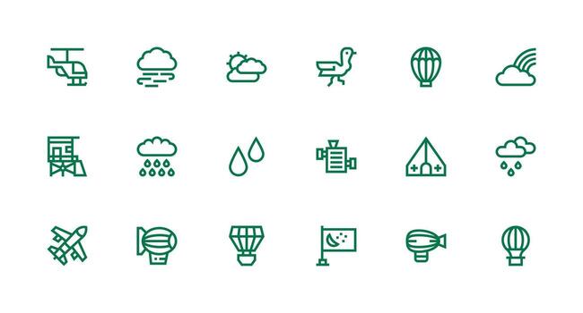 Sky featuring 18 Icons in Strong Stroke Line Design Balanced Icon Set for Functional Design vector