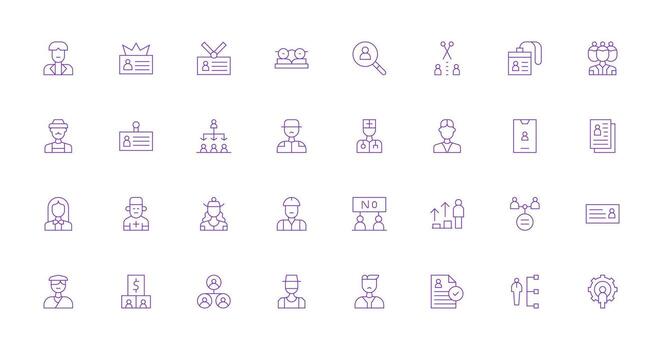 Personnel Design Icons featuring 32 in Thin Line Style Essential Icons for Rapid UI Building vector