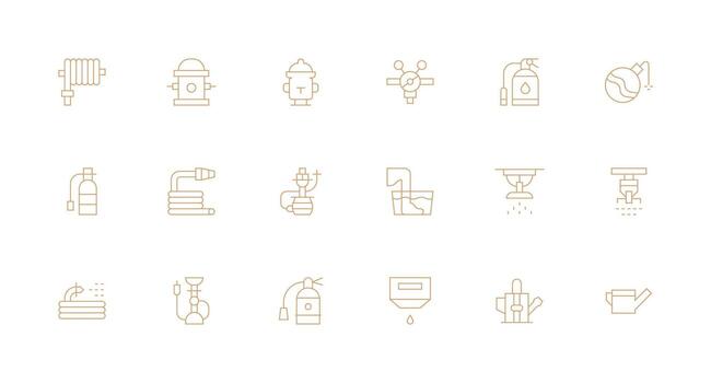 18 Minimal Line Style Icons from Hose Collection Icon Set for Apps vector