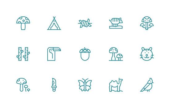Wild Visual Pack containing 15 Regular Line Icons Simple Icons for Interface and Wireframes vector