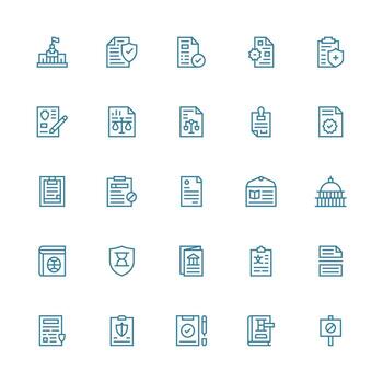 Medium Stroke Outline Style Policy Icons with 25 Vectors Flat Icon Set