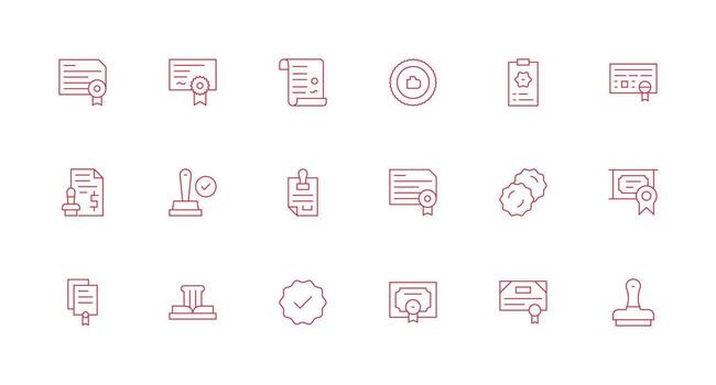 Stamp Visual Pack containing 18 Minimal Line Icons Design Ready Icon Set for Teams vector