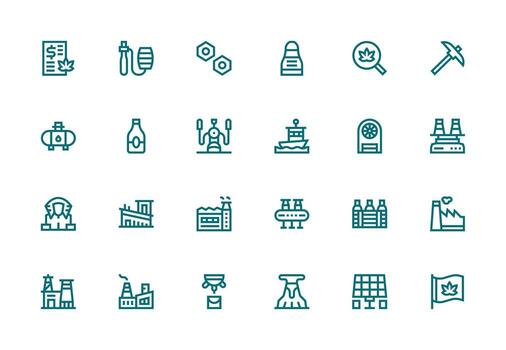 Industry Set with 24 Thick Line Line Icons Balanced Icon Set for Functional Design vector