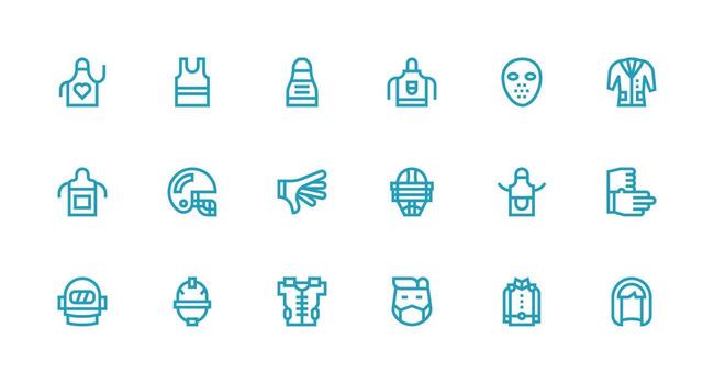 18 Strong Stroke Line Vectors for Protective Gear Theme Essential Icons for Rapid UI Building