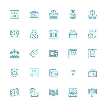 25 Icons for Savings in Medium Stroke Outline Format Organized Glyph Icons for Fast Design vector