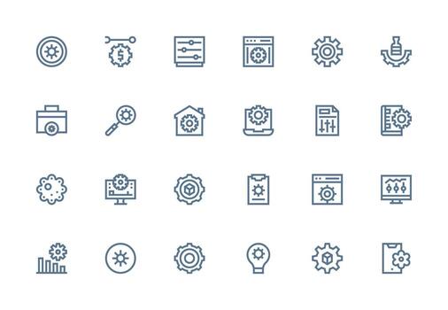 Thick Line Line Style Adjustments Icons with 24 Vectors Fully Editable Icon Set for Web