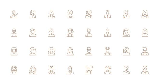 32 Thin Line Style Icons from User Icon Collection Professional Icon Set vector