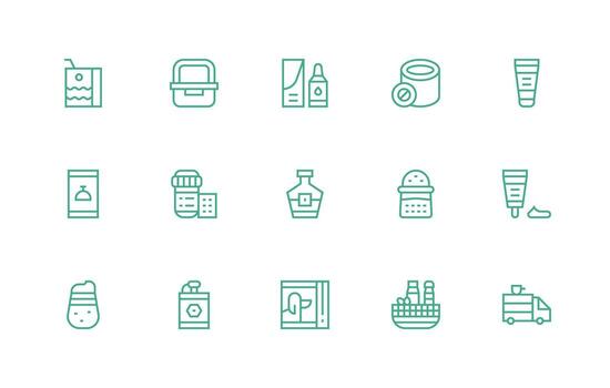 embalaje diseño íconos presentando 15 en regular línea estilo aplicación icono paquete vector