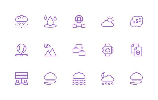15 Icons for Cloud in Regular Line Format Simplified Icon Pack for Visual Tools vector
