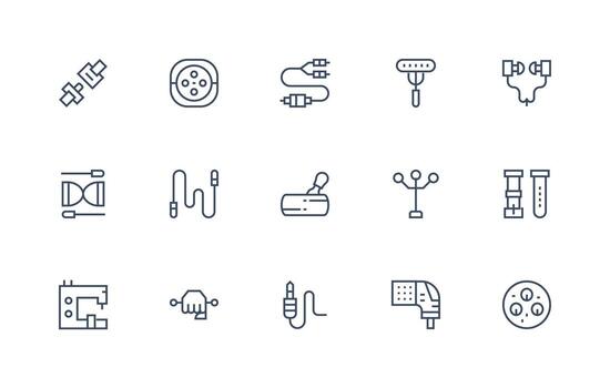 Connector Set with 15 Regular Line Icons Scalable Icon Pack vector