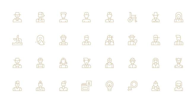 32 persona íconos en Delgado línea estético equilibrado icono conjunto para funcional diseño vector