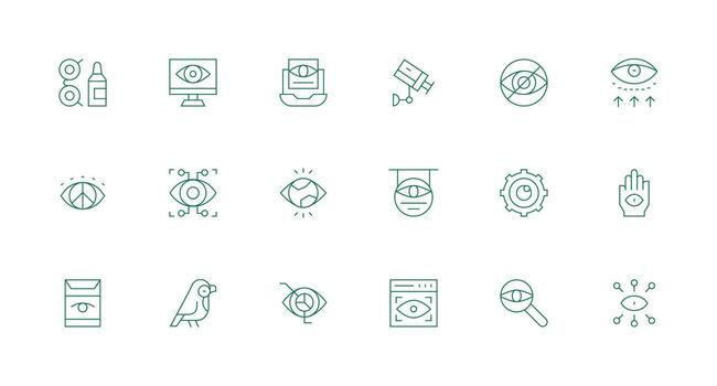 mínimo línea íconos desde ojo conjunto con 18 vectores interfaz icono colección