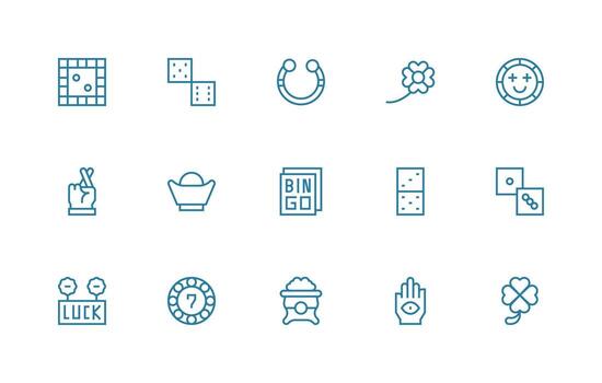 Luck Design Icons featuring 15 in Regular Line Style Smart Icon Collection vector