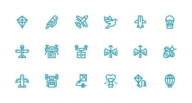 18 Strong Stroke Line Style Icons from Flying Collection Icon Set for Apps vector