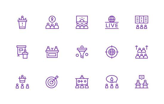 Audience Icon Collection with 15 Regular Line Designs Clean Icon Set Icon Pack for UI Projects vector