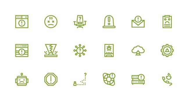 Issue Icon Set with 18 Strong Stroke Line Graphics All Device Compatible Icon Set vector